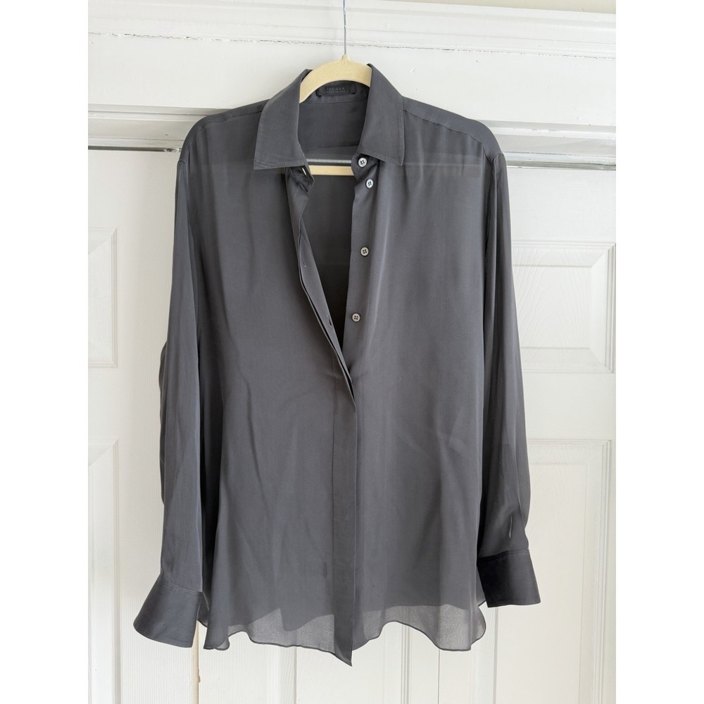 The Row Silk Shirt Semi Sheer Size S Black Oversized - Picture 2 of 14